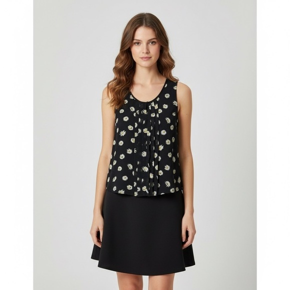 Reitmans Black Sunflower Blouse Medium - Picture 1 of 7